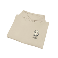 DailyThreadCo. cream 50/50 cotton-poly fleece hoodie with a dripping moon graphic and 