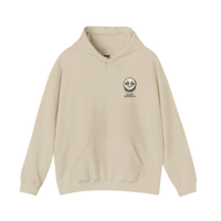 DailyThreadCo. cream 50/50 cotton-poly fleece hoodie with a dripping moon graphic and 