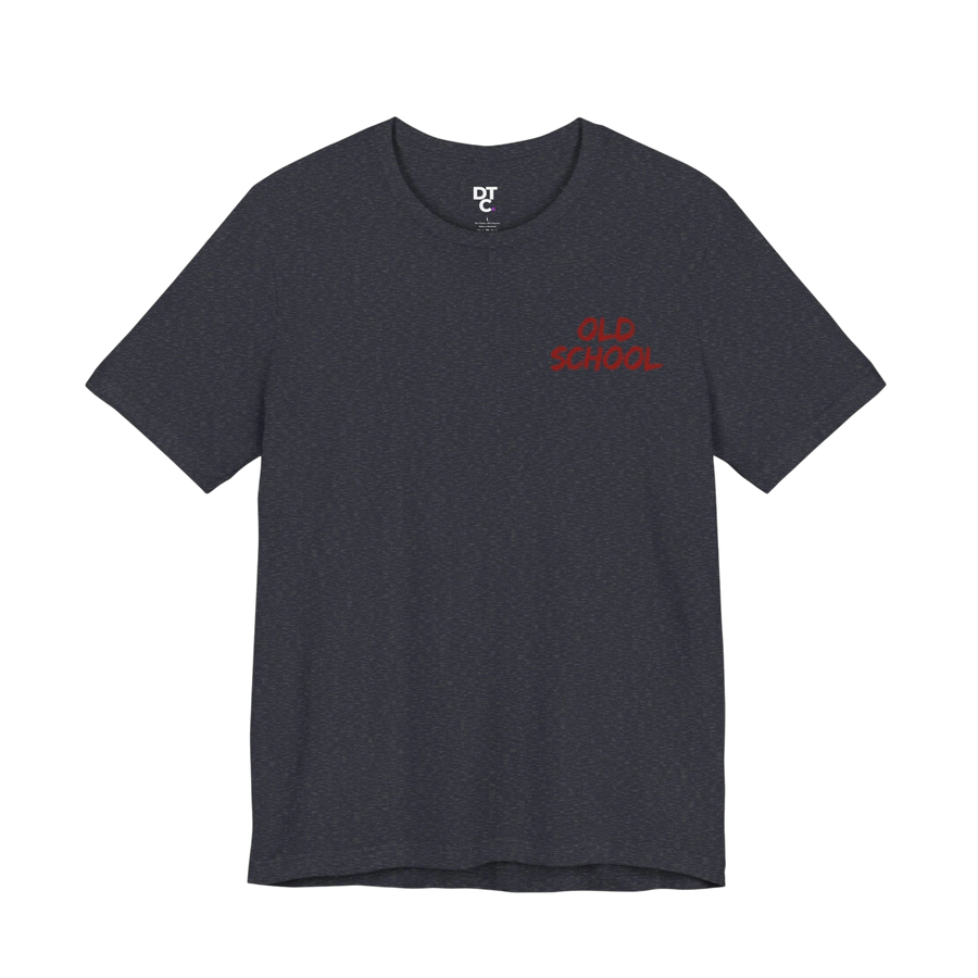DailyThreadCo. dark grey heathered 100% cotton t-shirt with red