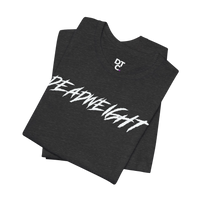 DailyThreadCo. charcoal grey crew-neck gym t-shirt with bold white jagged DEADWEIGHT text print.