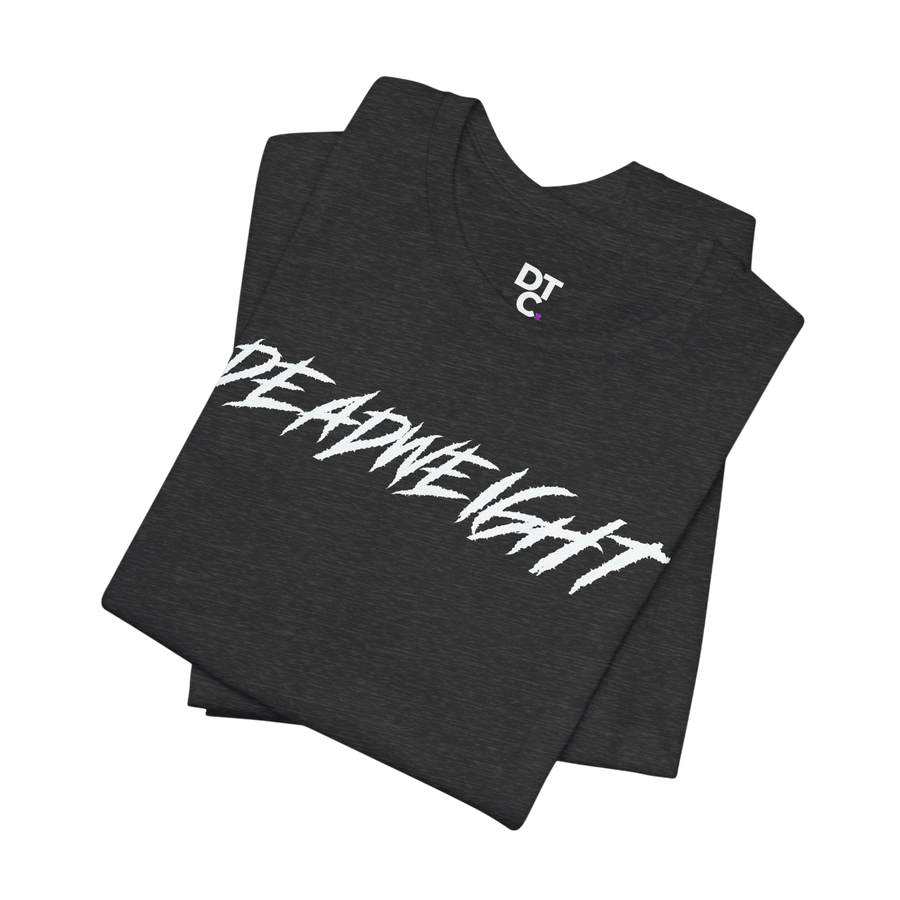 DailyThreadCo. charcoal grey crew-neck gym t-shirt with bold white jagged DEADWEIGHT text print.