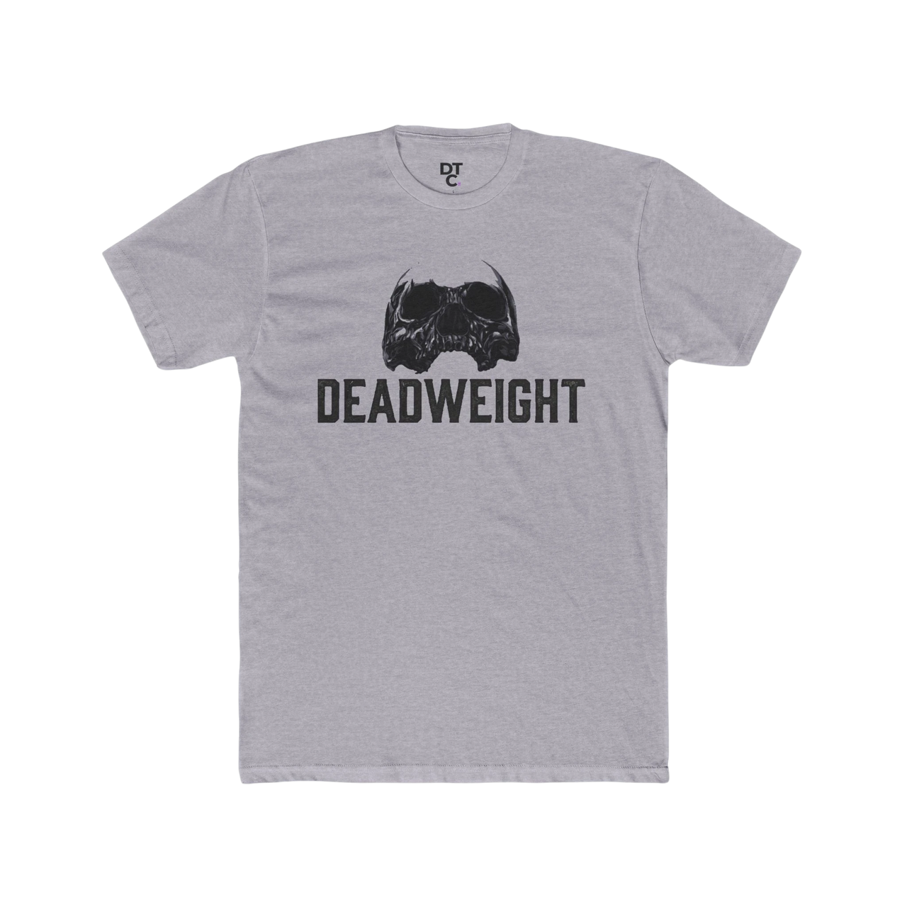 DailyThreadCo. light grey cotton t-shirt with a black skull graphic and "DEADWEIGHT" text. Crew neck, short sleeves.