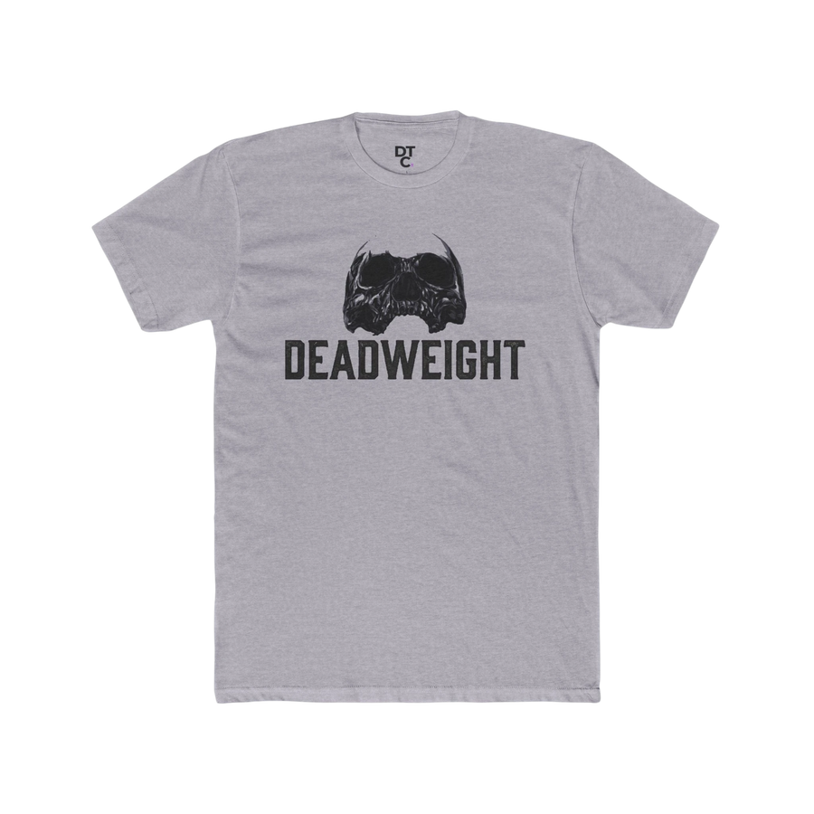 DailyThreadCo. light grey cotton t-shirt with a black skull graphic and "DEADWEIGHT" text. Crew neck, short sleeves.