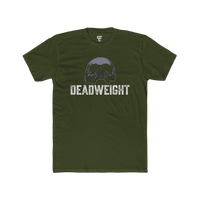 DailyThreadCo. olive green cotton t-shirt with a distressed skull graphic and 