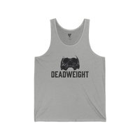 DailyThreadCo. grey cotton tank top with a faded skull graphic and DEADWEIGHT text. Lightweight, breathable, and ideal for workouts.