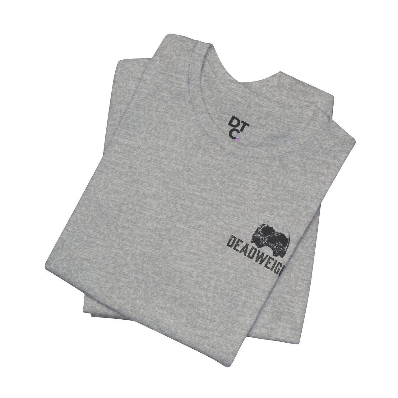 DailyThreadCo. grey cotton graphic tee with 'Deadweight' skull logo and text on back. Relaxed fit, crew neck.