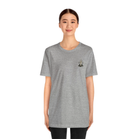 DailyThreadCo. grey 100% cotton t-shirt with a small gothic skeleton hand graphic on the chest.