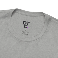 DailyThreadCo. grey heather cotton blend t-shirt with DT C logo and size L label.