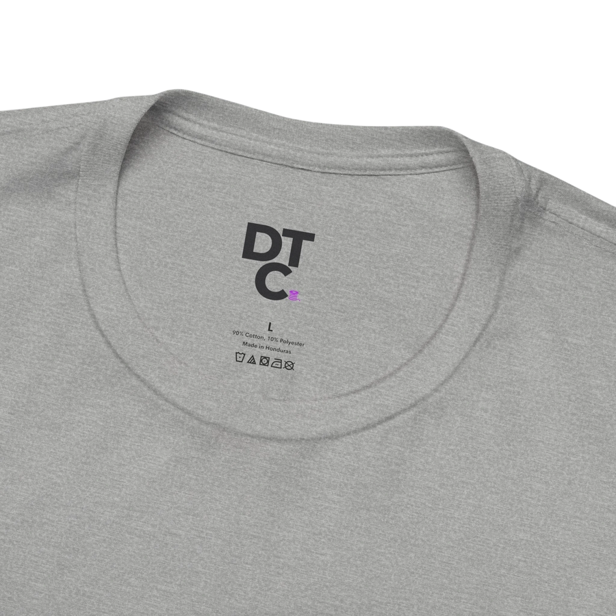 DailyThreadCo. grey heather cotton blend t-shirt with DT C logo and size L label.