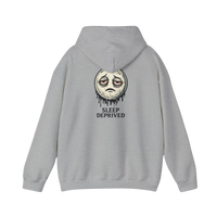 DailyThreadCo. grey cotton-poly blend hoodie with a dripping moon graphic and 