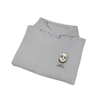 DailyThreadCo. light grey cotton-poly blend hoodie with a dripping moon graphic and 