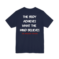 DailyThreadCo. navy blue cotton t-shirt with white text graphic: 