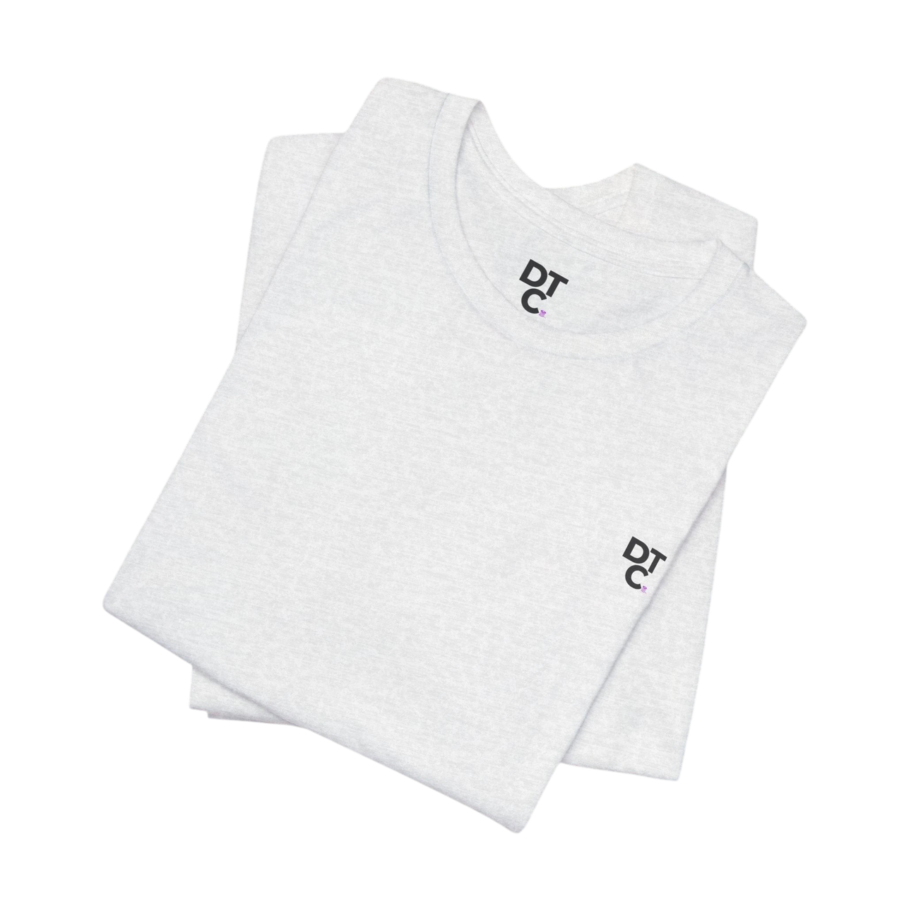 DailyThreadCo. heather grey 100% cotton t-shirt with crew neck and small DTC logo on chest.