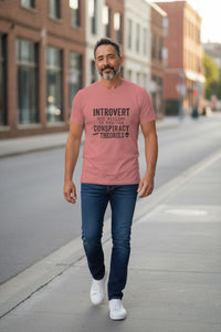 DailyThreadCo. Dusty rose 100% cotton t-shirt with black text: 