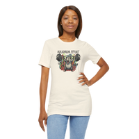 DailyThreadCo. cream cotton t-shirt with a graphic of a possum lifting weights and the text 