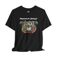 DailyThreadCo. black 100% cotton t-shirt with a funny graphic of a possum lifting weights and the text 