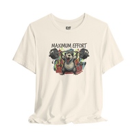 DailyThreadCo. cream 100% cotton t-shirt with a graphic of a possum lifting a barbell and the text 