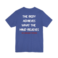 DailyThreadCo. blue cotton athletic tee with white text 