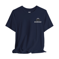 DailyThreadCo. navy blue 100% cotton t-shirt with a small skull logo and 
