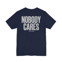 DailyThreadCo. navy blue cotton t-shirt with white distressed graphic text 