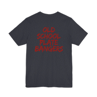 DailyThreadCo. dark grey 100% cotton t-shirt with red 