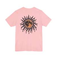 DailyThreadCo. light pink 100% cotton t-shirt with a distressed sun and moon graphic on the back.
