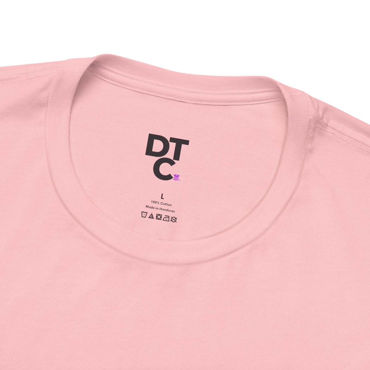 DailyThreadCo. light pink 100% cotton t-shirt with crew neck and size L label. Gothic graphic tee.