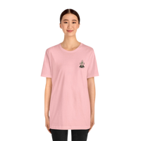 DailyThreadCo. light pink 100% cotton t-shirt with a small gothic skeleton hand graphic on the chest.