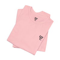 DailyThreadCo. light pink 100% cotton t-shirt with crew neck and small DTC logo on chest. Perfect for fitness.
