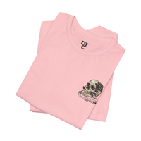 DailyThreadCo. pink 100% cotton graphic tee with skull and rose artwork and 