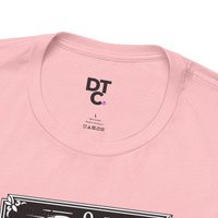 DailyThreadCo. pink 100% cotton t-shirt with 'The Fool' tarot card graphic on the front.