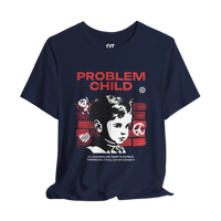DailyThreadCo. navy blue 100% cotton graphic tee with a retro punk kid design,