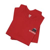 DailyThreadCo. red cotton t-shirt with distressed skull graphic and 