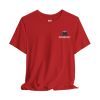 DailyThreadCo. red 100% cotton t-shirt with distressed skull graphic and 
