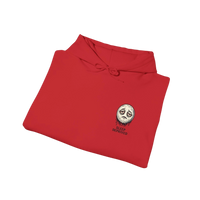 DailyThreadCo. red cotton-poly fleece hoodie with a dripping moon graphic and 