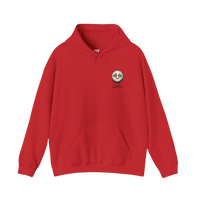 DailyThreadCo. red cotton-poly fleece hoodie with a dripping moon graphic and 