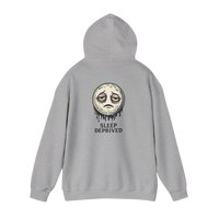 DailyThreadCo. grey cotton-poly blend hoodie with a dripping moon graphic and 