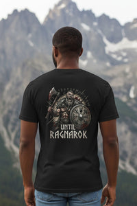 DailyThreadCo. black 100% cotton t-shirt with a Viking warrior graphic and 