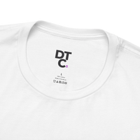DailyThreadCo. white 100% cotton t-shirt with a graphic print on the back featuring a grim reaper and anatomical heart.