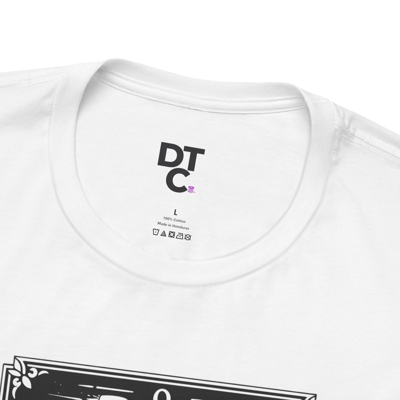 DailyThreadCo. white 100% cotton t-shirt with 'The Fool' tarot card graphic on the front.