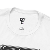 DailyThreadCo. white 100% cotton t-shirt with 'The Fool' tarot card graphic on the front.