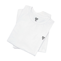 DailyThreadCo. white 100% cotton t-shirt with crew neck and small DTC logo on chest.
