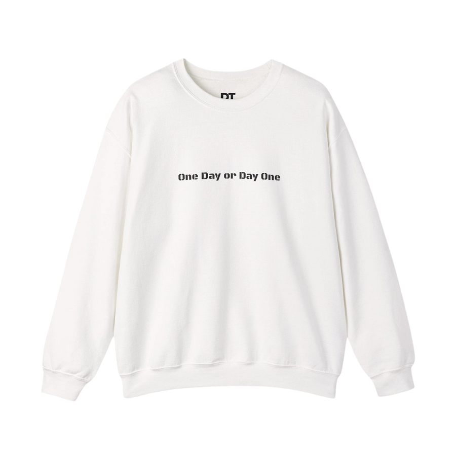DailyThreadCo. white crewneck sweatshirt with