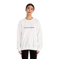 DailyThreadCo. white crewneck sweatshirt with black text 