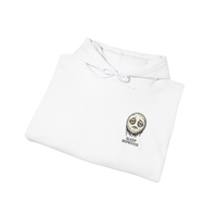 DailyThreadCo. white cotton-poly fleece hoodie with a dripping moon graphic and 