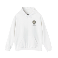 DailyThreadCo. white cotton-poly blend hoodie with a dripping moon graphic and 