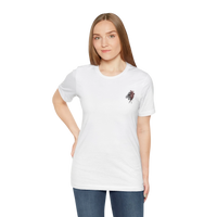 DailyThreadCo. white 100% cotton t-shirt with a small graphic of a dripping anatomical heart on the left chest.