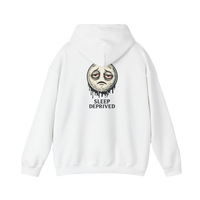 DailyThreadCo. white cotton-poly fleece hoodie with a dripping moon graphic and 