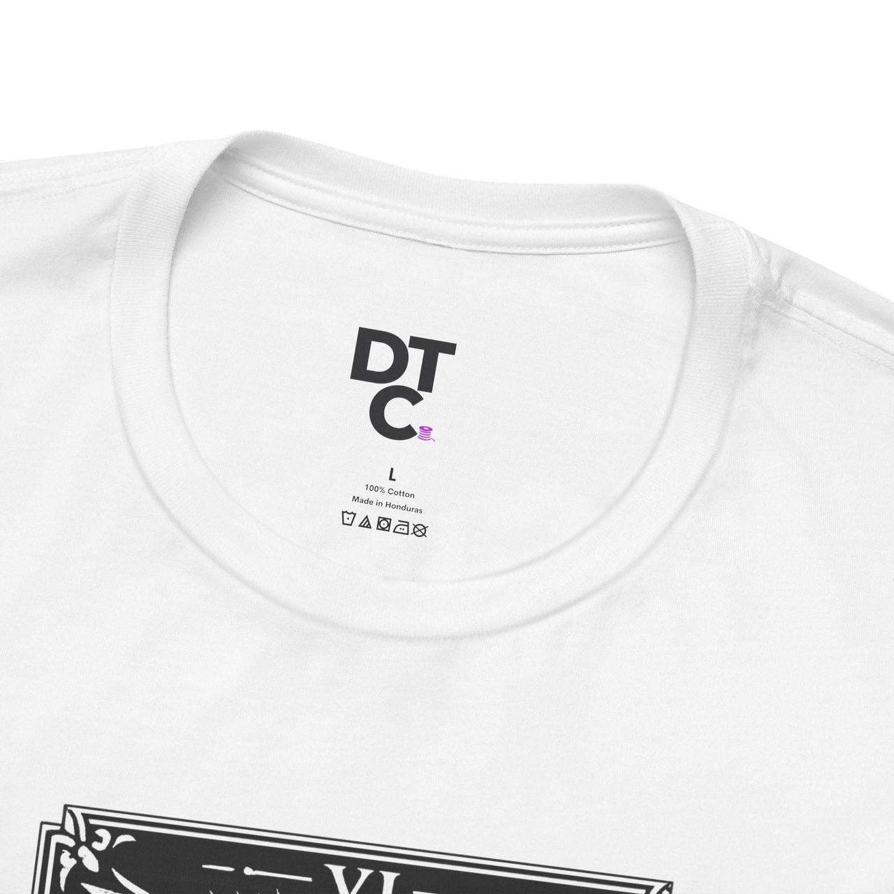 DailyThreadCo. white 100% cotton t-shirt with a black and white tarot card graphic. Size L.